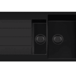 Lorreine 1534BQ44DB-T Luxe Anderhalve Keukenspoelbak Graniet Zwart Met Korfplug Zwart 96 x 50 Opbouw