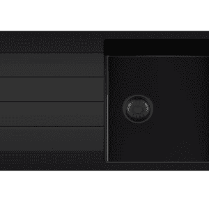 Lorreine 45BQ44DB-T Luxe Enkele Keukenspoelbak Graniet Zwart Met Korfplug Zwart 96 x 50 Opbouw