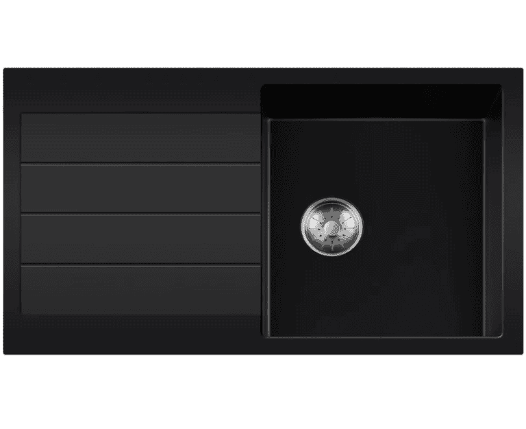 Lorreine 45BQ44DB-T-Inox Luxe Enkele Keukenspoelbak Graniet Zwart Met Korfplug RVS 96 x 50 Opbouw