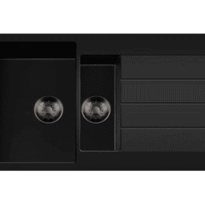 Lorreine 3415BQ44DB-T-Gunmetal Luxe Anderhalve Keukenspoelbak Graniet Zwart Met Korfplug Gun Metal 96 x 50 Opbouw