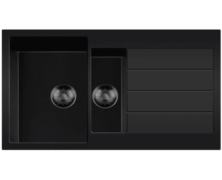 Lorreine 3415BQ44DB-T-Gunmetal Luxe Anderhalve Keukenspoelbak Graniet Zwart Met Korfplug Gun Metal 96 x 50 Opbouw