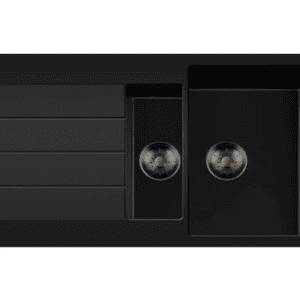 Lorreine 1534BQ44DB-T-Gunmetal Luxe Anderhalve Keukenspoelbak Graniet Zwart Met Korfplug Gun Metal 96 x 50 Opbouw