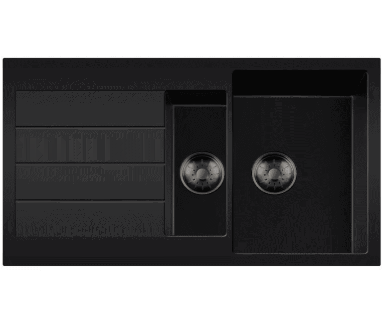 Lorreine 1534BQ44DB-T-Gunmetal Luxe Anderhalve Keukenspoelbak Graniet Zwart Met Korfplug Gun Metal 96 x 50 Opbouw