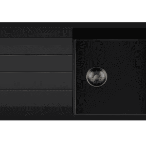 Lorreine 45BQ44DB-T-Gunmetal Luxe Enkele Keukenspoelbak Graniet Zwart Met Korfplug Gun Metal 96 x 50 Opbouw