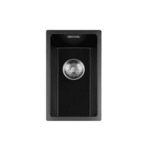 Lorreine 17BQ-FU-Inox Luxe Enkele Keukenspoelbak Graniet Zwart Met Korfplug RVS 17 x 40 Vlakbouw Of Onderbouw