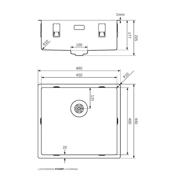 Lorreine 45SP Luxe Enkele Keukenspoelbak RVS 45 x 40 Onderbouw – Vlakbouw – Opbouw