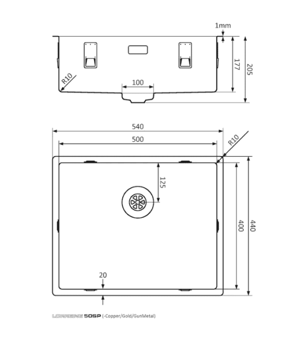 Lorreine 50SP Luxe Enkele Keukenspoelbak RVS 50 x 40 Onderbouw – Vlakbouw – Opbouw