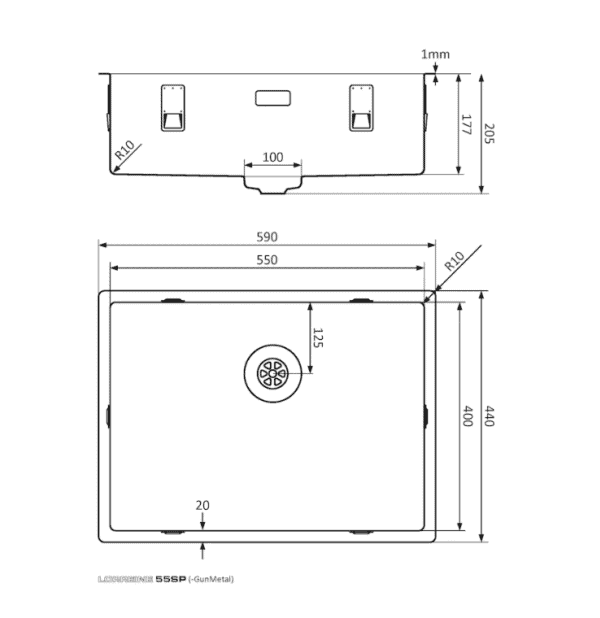 Lorreine 55SP Luxe Enkele Keukenspoelbak RVS 55 x 40 Onderbouw – Vlakbouw – Opbouw