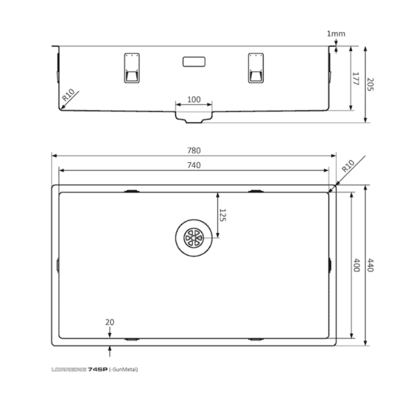 Lorreine 74SP Luxe Enkele Keukenspoelbak RVS 74 x 40 Onderbouw – Vlakbouw – Opbouw
