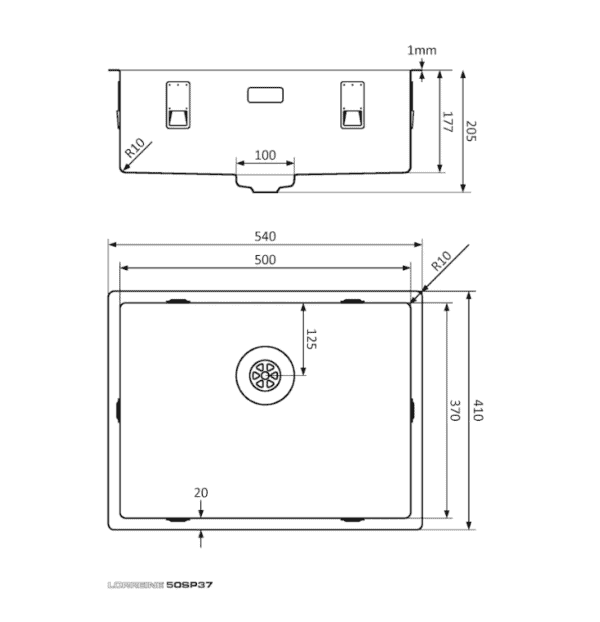 Lorreine 50SP37 Luxe Enkele Keukenspoelbak RVS 50 x 37 Onderbouw – Vlakbouw – Opbouw