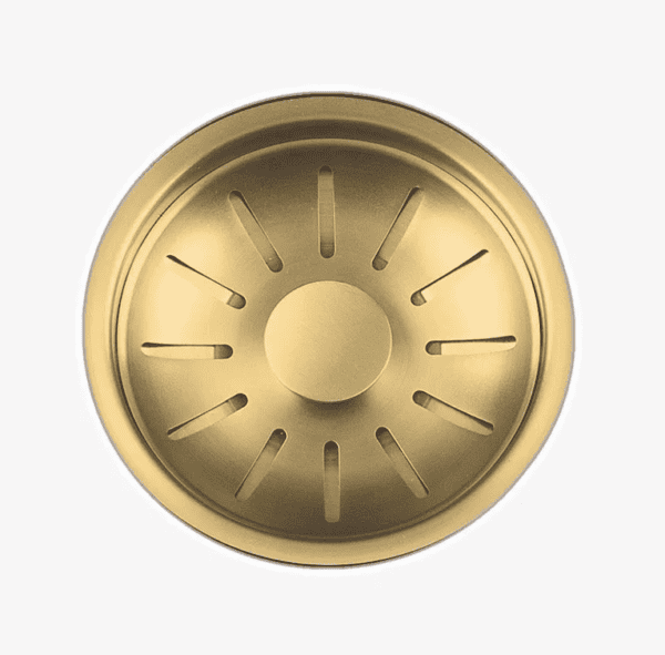 Lorreine 1534WQ-FU-Gold Luxe Anderhalve Keukenspoelbak Rechts Graniet Wit Met Korfplug Goud 15 x 40 + 34 x 40 Vlakbouw Of Onderbouw