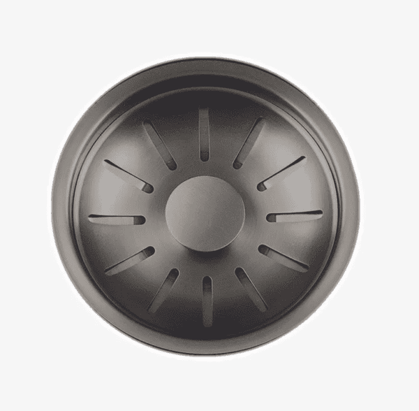 Lorreine 40WQ-FU-Gunmetal Luxe Enkele Keukenspoelbak Graniet Wit Met Korfplug Gun Metal 40 x 40 Onderbouw Of Vlakbouw