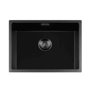 Lorreine 50BQ37-FU-Gunmetal Luxe Enkele Keukenspoelbak Graniet Zwart Met Korfplug Gun Metal 50 x 37 Vlakbouw Of Onderbouw
