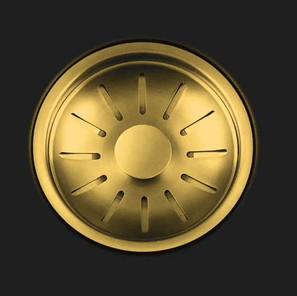 Lorreine 55BQ-FU-Gold Luxe Enkele Keukenspoelbak Graniet Zwart Met Korfplug Goud 55 x 40 Vlakbouw Of Onderbouw