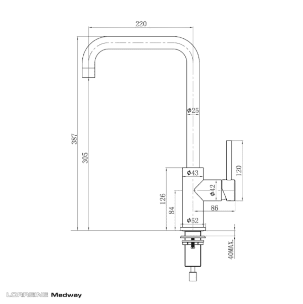 Lorreine Medway-Copper Eenhendel Keukenmengkraan Copper