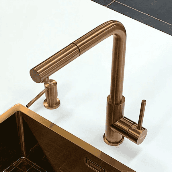 Lorreine Tweed-Copper Eenhendel Keukenmengkraan Copper Met Uittrekbare Handdouche
