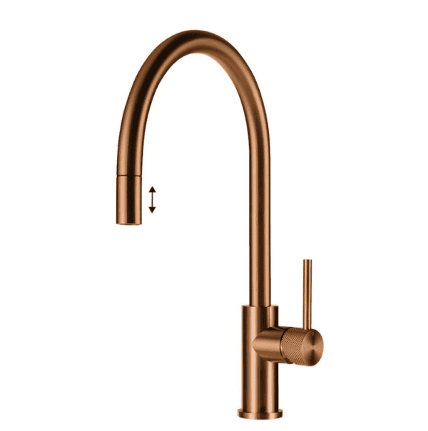 Lorreine Aire-Copper-XX Eenhendel Keukenmengkraan Met Luxe Hendel Copper Met Uittrekbare Handdouche