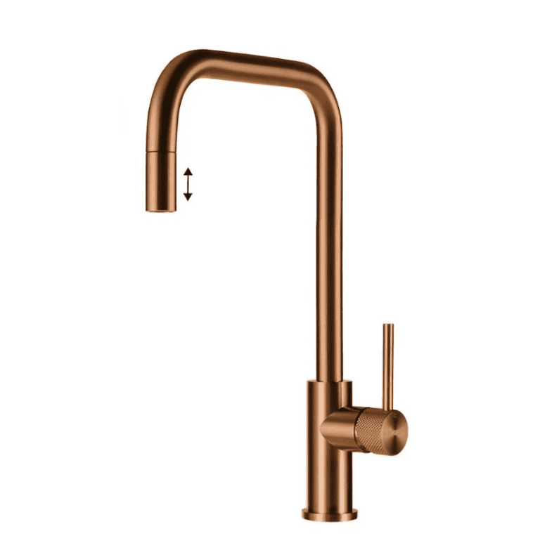 Lorreine Spey-Copper-XX Eenhendel Keukenmengkraan Met Luxe Hendel Copper Met Uittrekbare Handdouche