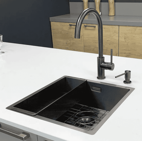 Lorreine 34SP-Gunmetal Luxe Enkele Keukenspoelbak Gun Metal 34 x 40 Onderbouw – Vlakbouw – Opbouw
