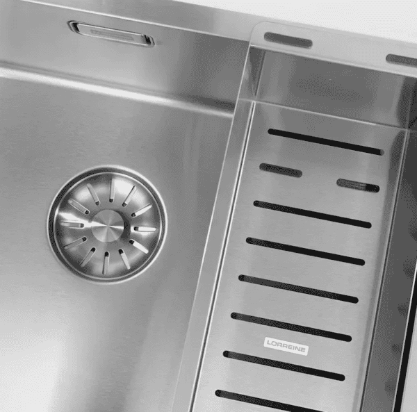 Lorreine 1534SPDB-L Luxe Anderhalve Keukenspoelbak Rechts Met Kraangat RVS 100 x 51 Onderbouw – Vlakbouw – Opbouw