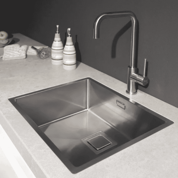 Lorreine 50VK Luxe Enkele Keukenspoelbak RVS Met Vierkante Korfplug 50 x 40 Onderbouw - Vlakbouw - Opbouw