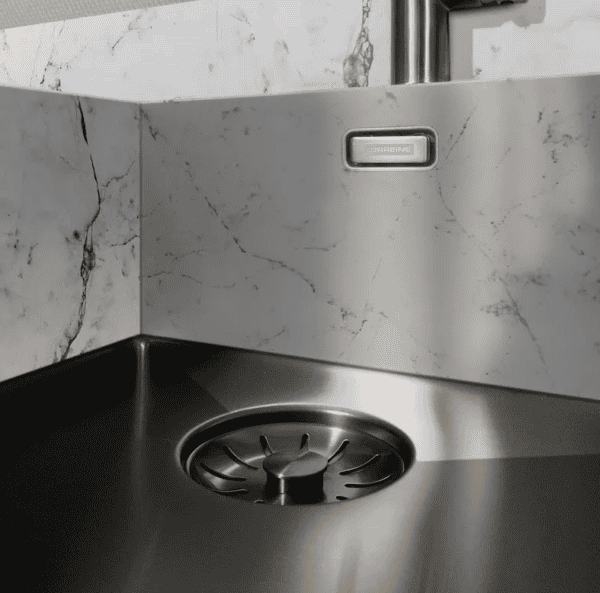Lorreine 52WT-Gunmetal Luxe Enkele Keukenspoelbak Gun Metal 52 x 42 Speciaal Voor Inbouw In Stenen Blad Onderbouw